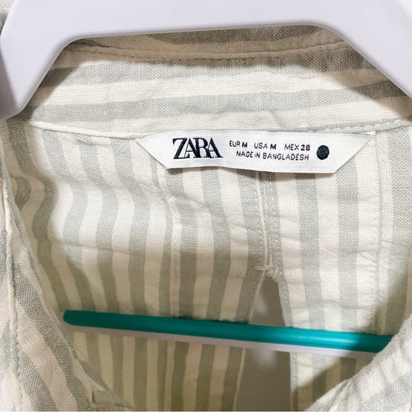 Zara light green Striped Button-Up Shirt - Picture 4 of 4